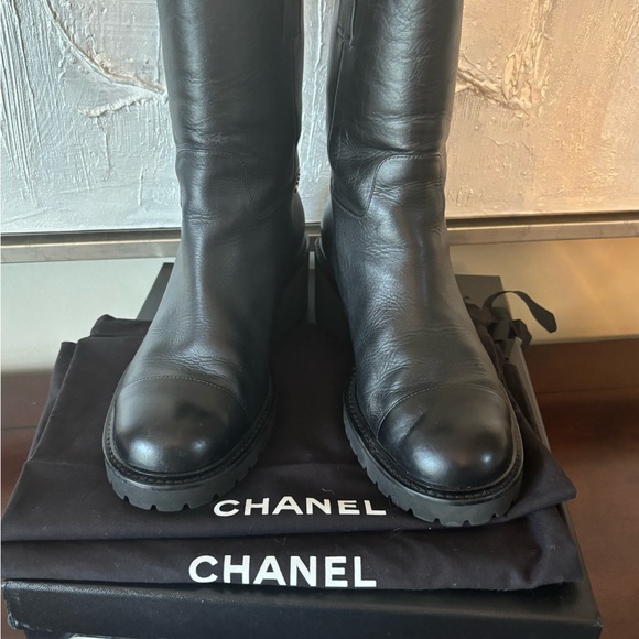 Chanel Women's Black Calfskin CC boots - Picture 2 of 6